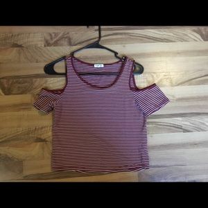 Maroon and white striped top